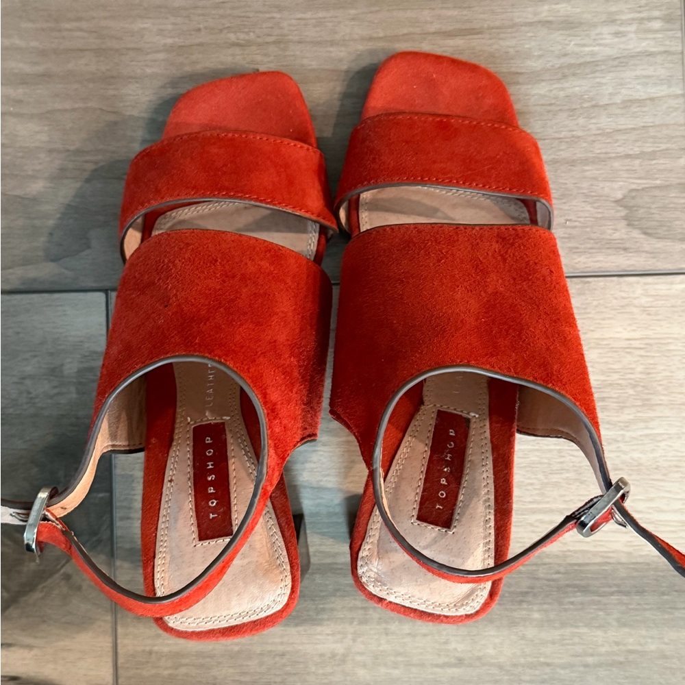 Topshop Red Suede Heels